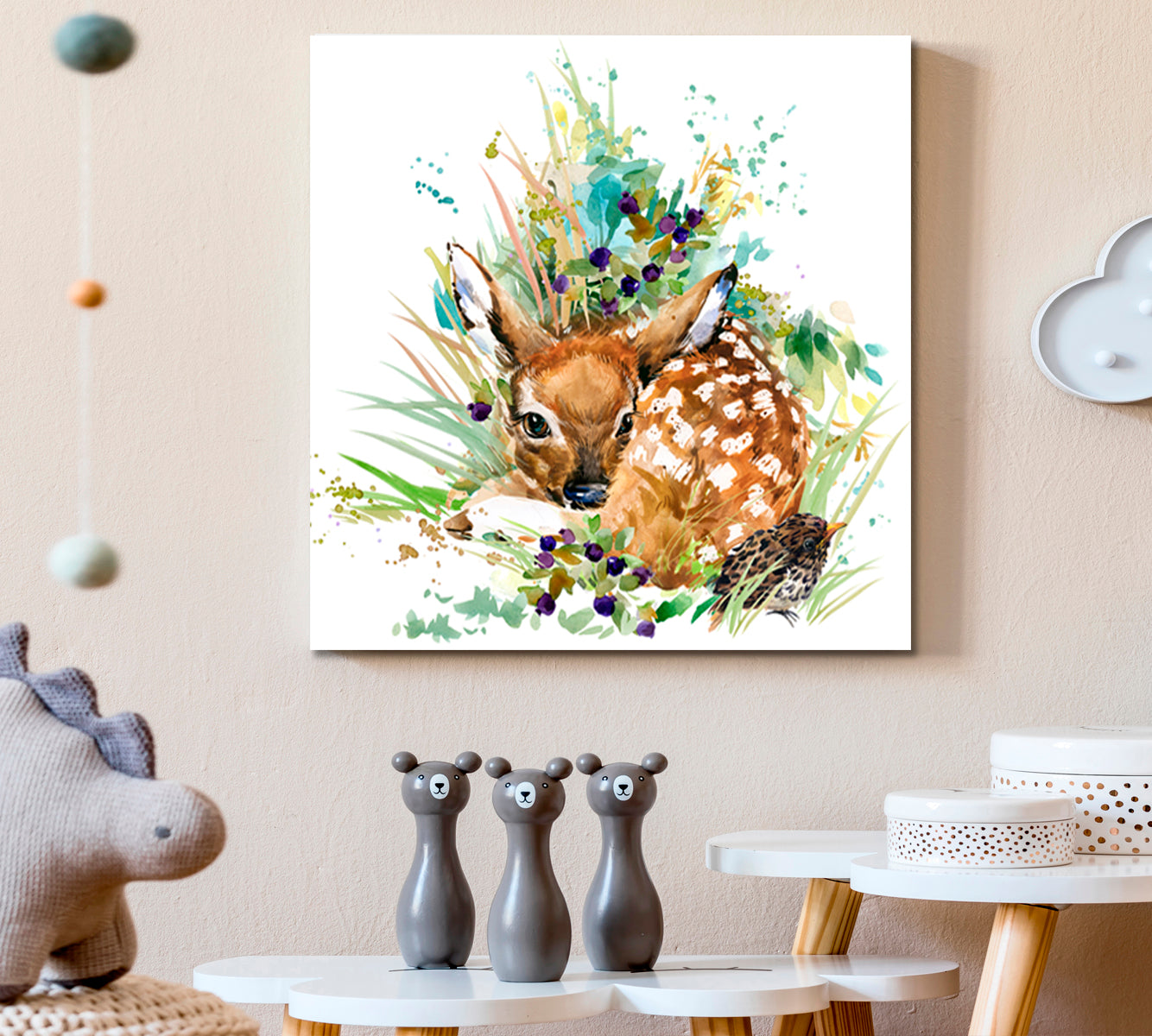 BAMBI Fawn Sweet Kids Baby Nursery Room Decoration | S Kids Room Canvas Art Print Artesty   