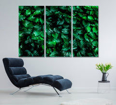 GREEN HOME Natural Tropical Leaf Floral & Botanical Split Art Artesty 3 panels 36" x 24" 