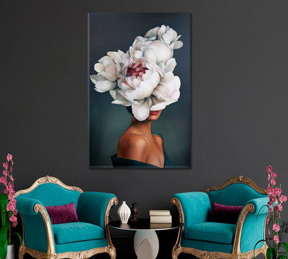 LADY FLOWERS Beautiful Woman Unity with Nature  Fine Art -  Vertical Fine Art Artesty   