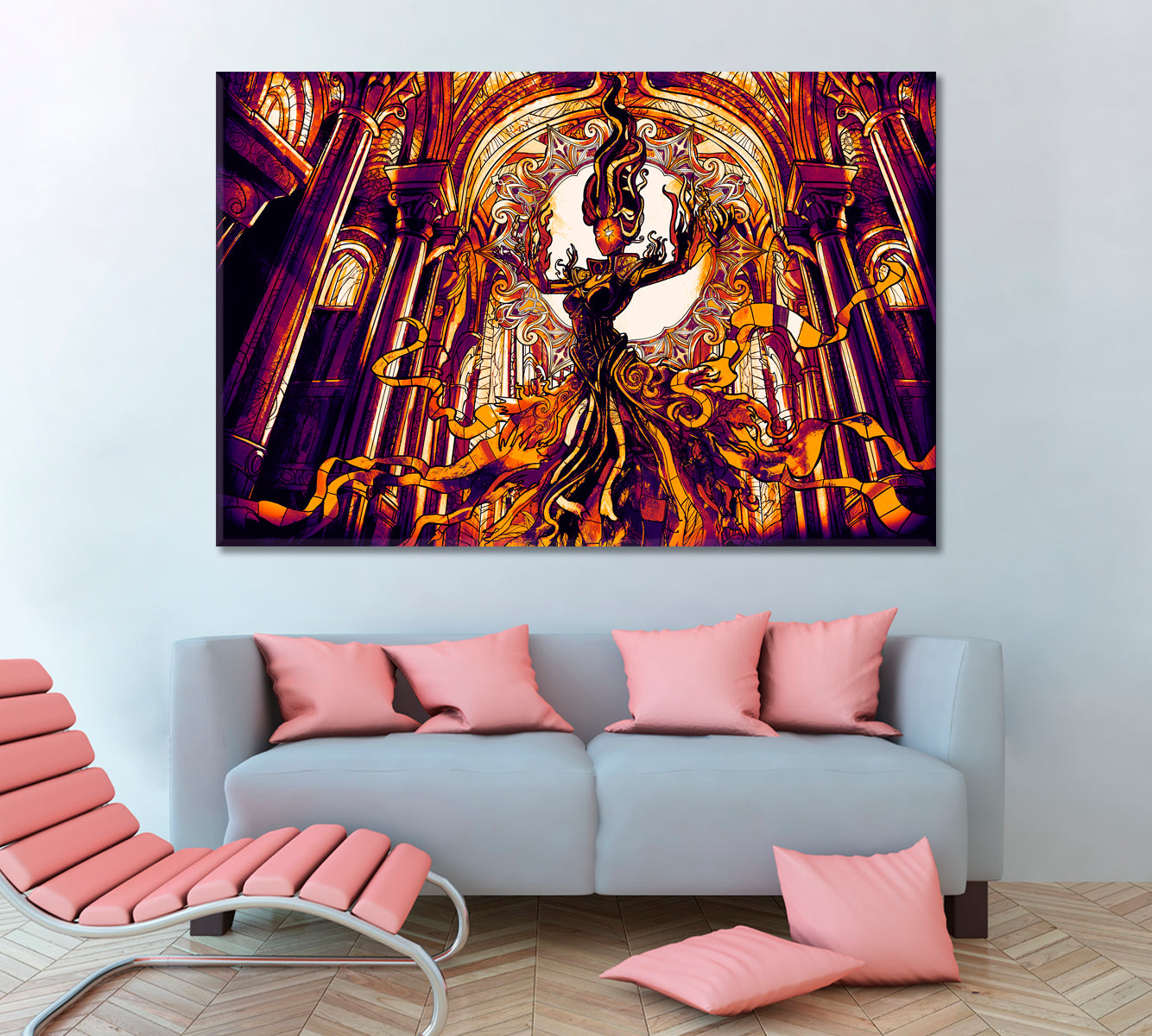 FANTASY Girl Hovers Majestic Cathedral Surreal Fantasy Large Art Print Décor Artesty 1 panel 24" x 16" 