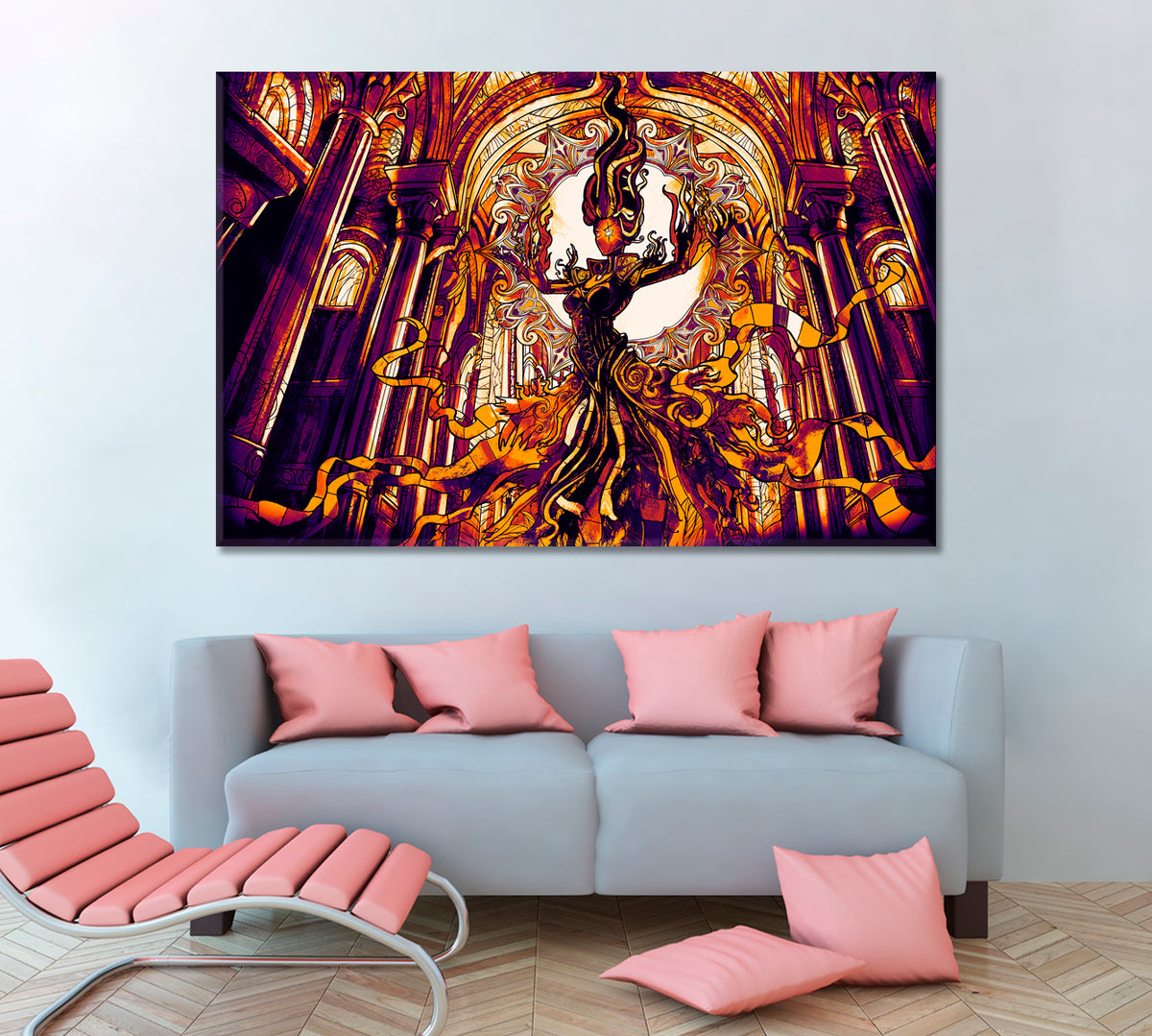 FANTASY Girl Hovers Majestic Cathedral Surreal Fantasy Large Art Print Décor Artesty 1 panel 24" x 16" 