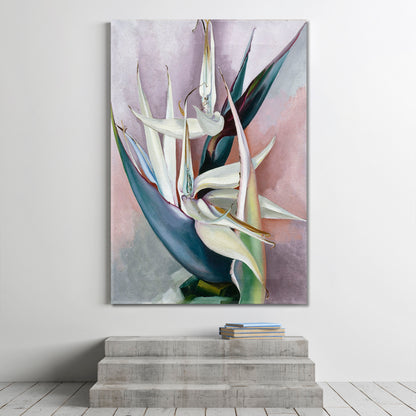 TENDER Powdery Pink Purple Pastel Gray-Green Wall Art Unique Style - Vertical Floral & Botanical Split Art Artesty   