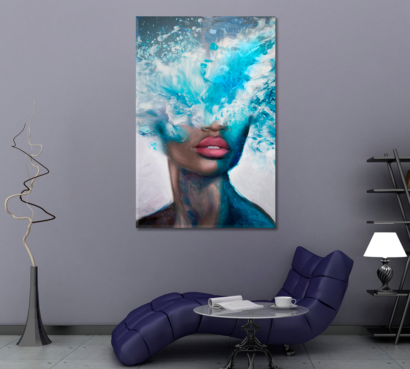 OCEAN GODDESS Beautiful Woman And Sea Exploding - Vertical 1 panel Contemporary Art Artesty   