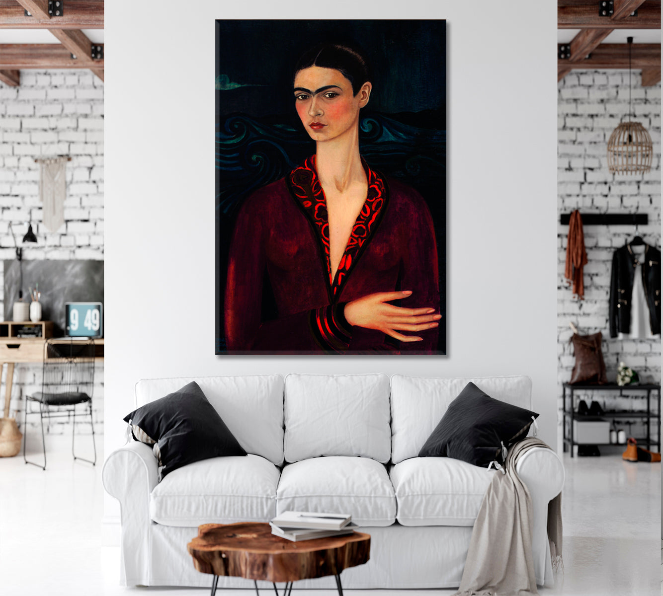 frida kahlo red dress Self Portrait in Red and Gold Dress