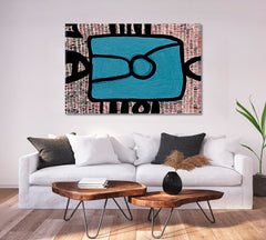 Trendy Abstract Expressionism Geometric Figurative Art Black Blue Brown Abstract Art Print Artesty 1 panel 24" x 16" 