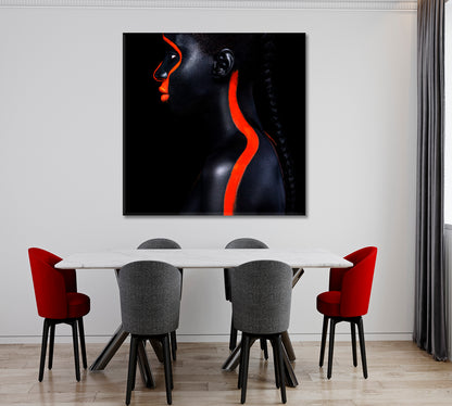 SPACE ALIEN Beautiful African Girl With Red Black Body Paint Art Photo Art Artesty   