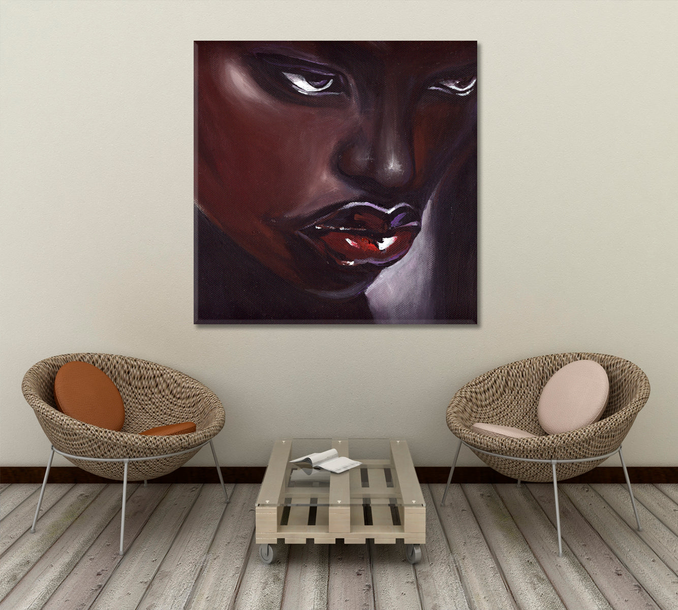 MAGIC DREAM Stunning Beauty African Women Trendy Unique Afrocentric Art - Square Panel African Style Canvas Print Artesty   