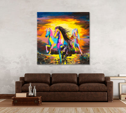 VIVID FINE ART Racing Horses Fine Art Artesty 1 Panel 12"x12" 