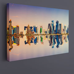 Qatar Doha City Skyline Panorama Modern Skyscrapers Cities Wall Art Artesty   