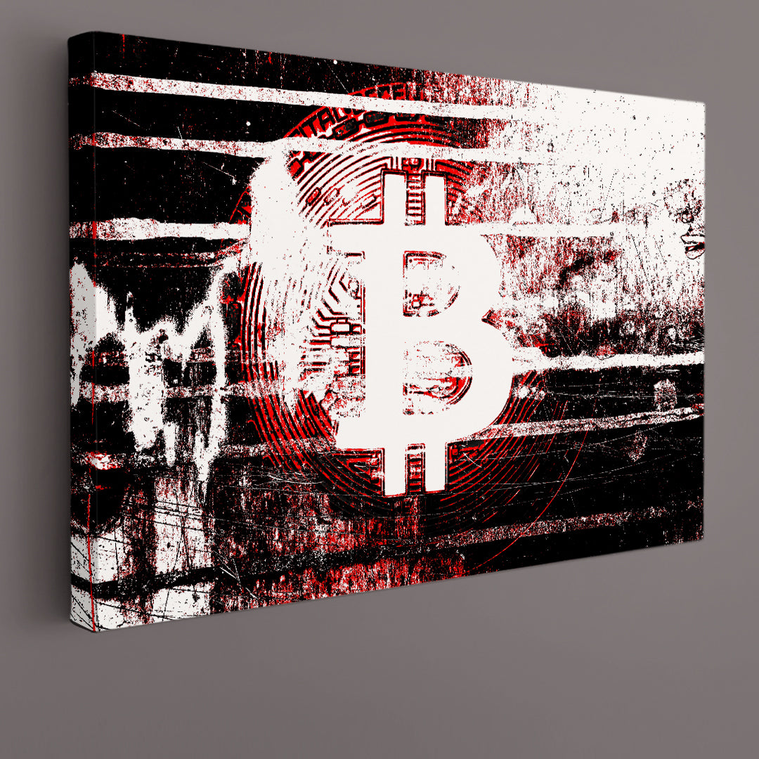 Bitcoin Cryptocurrency BTC Bit Coin Abstract Grunge Office Poster Business Concept Wall Art Artesty   