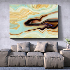 Abstract Marble Swirls Fluid Marbling Effect Subtle Veining Accents Fluid Art, Oriental Marbling Canvas Print Artesty   