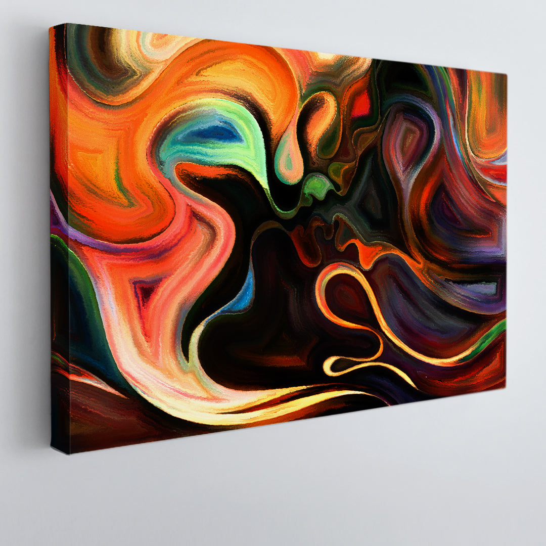 Feminine and Male Colorful Curves Game Abstract Art Print Artesty 1 panel 24" x 16" 