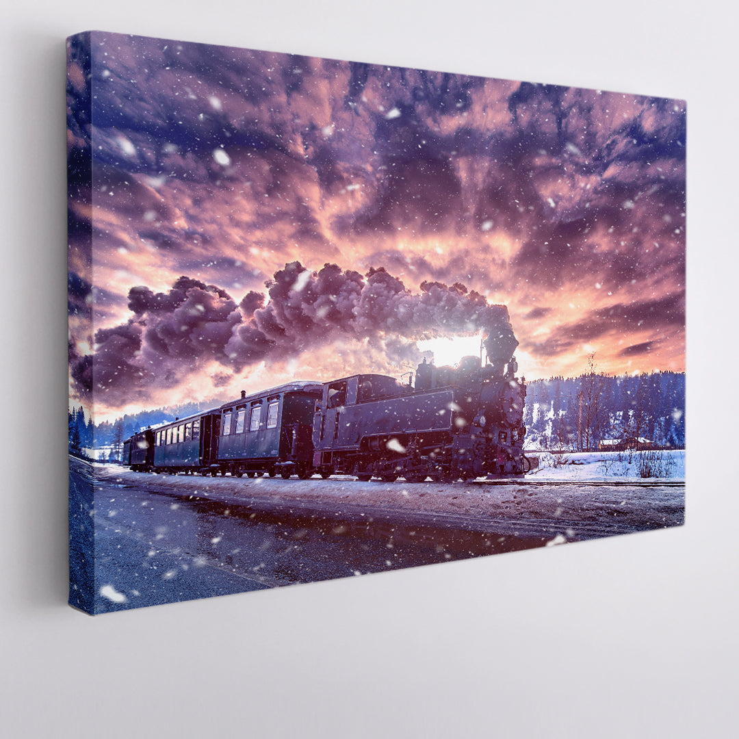 Steam Train Transportation Canvas Art Artesty 1 panel 24" x 16" 