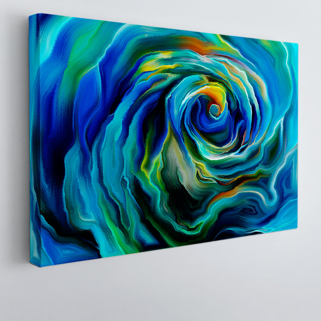 Bright Blue Trendy Abstract Swirls Giclee Contemporary Art Artesty 1 panel 24" x 16" 