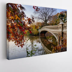 AUTUMN Bow Bridge Over Lake Central Park New York City Poster Cities Wall Art Artesty 1 panel 24" x 16" 