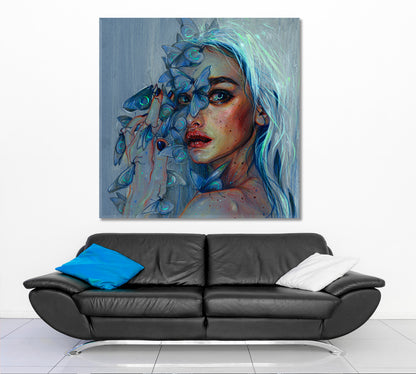 BLUE DREAM Refined Art Beautiful Girl Contemporary Fantasy - S Fine Art Artesty   