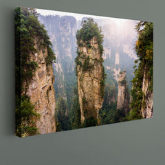 SHEER CLIFFS Mountains Zhangjiajie National Forest Park Nature Wall Canvas Print Artesty 1 panel 24" x 16" 