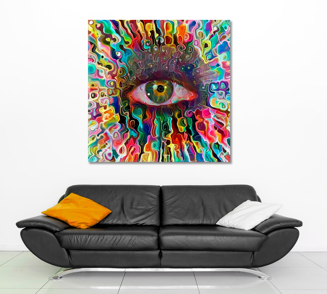 Colorful Eye Abstract Expressionism Canvas Print - Square Panel Contemporary Art Artesty   
