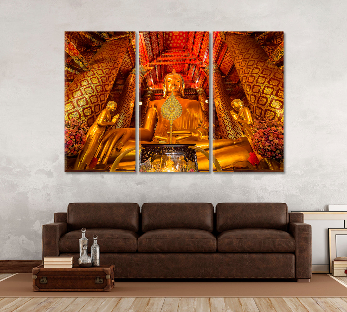 Luang Pho Tho of Ayutthaya Giant Golden Buddha Thailand Religious Modern Art Artesty   