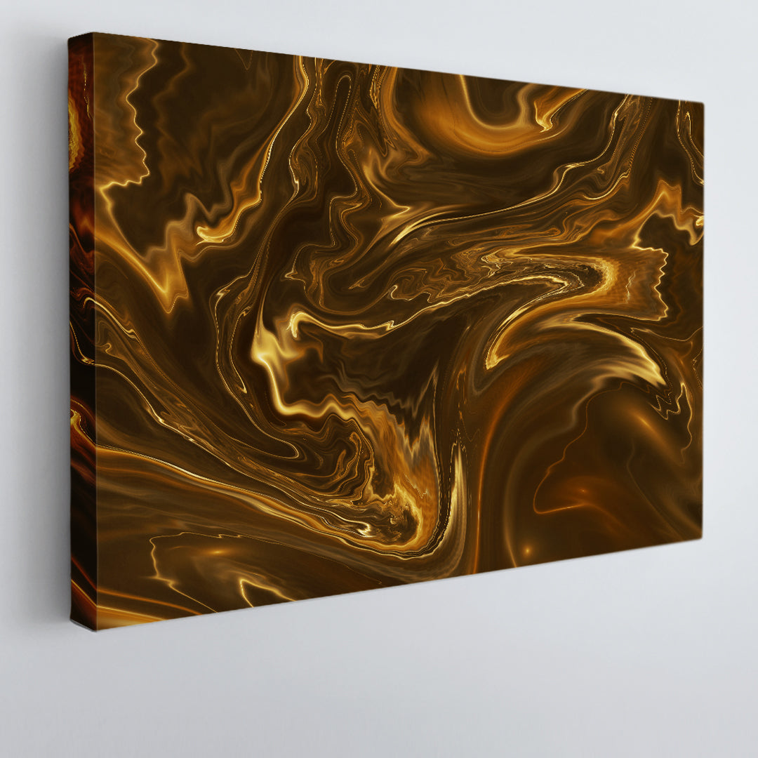 Brown Marble Abstract Colorful Wavy Fluid Art, Oriental Marbling Canvas Print Artesty 1 panel 24" x 16" 