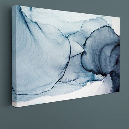 Blue Beautiful Natural Luxury Ancient Oriental Painting Fluid Art, Oriental Marbling Canvas Print Artesty 1 panel 24" x 16" 