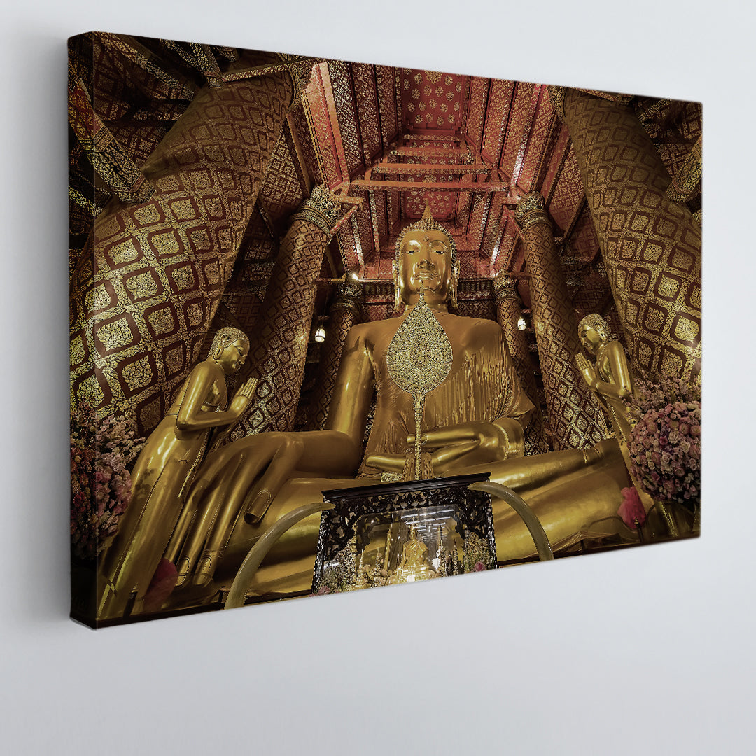 Giant Golden Buddha Thailand Religious Modern Art Artesty 1 panel 24" x 16" 