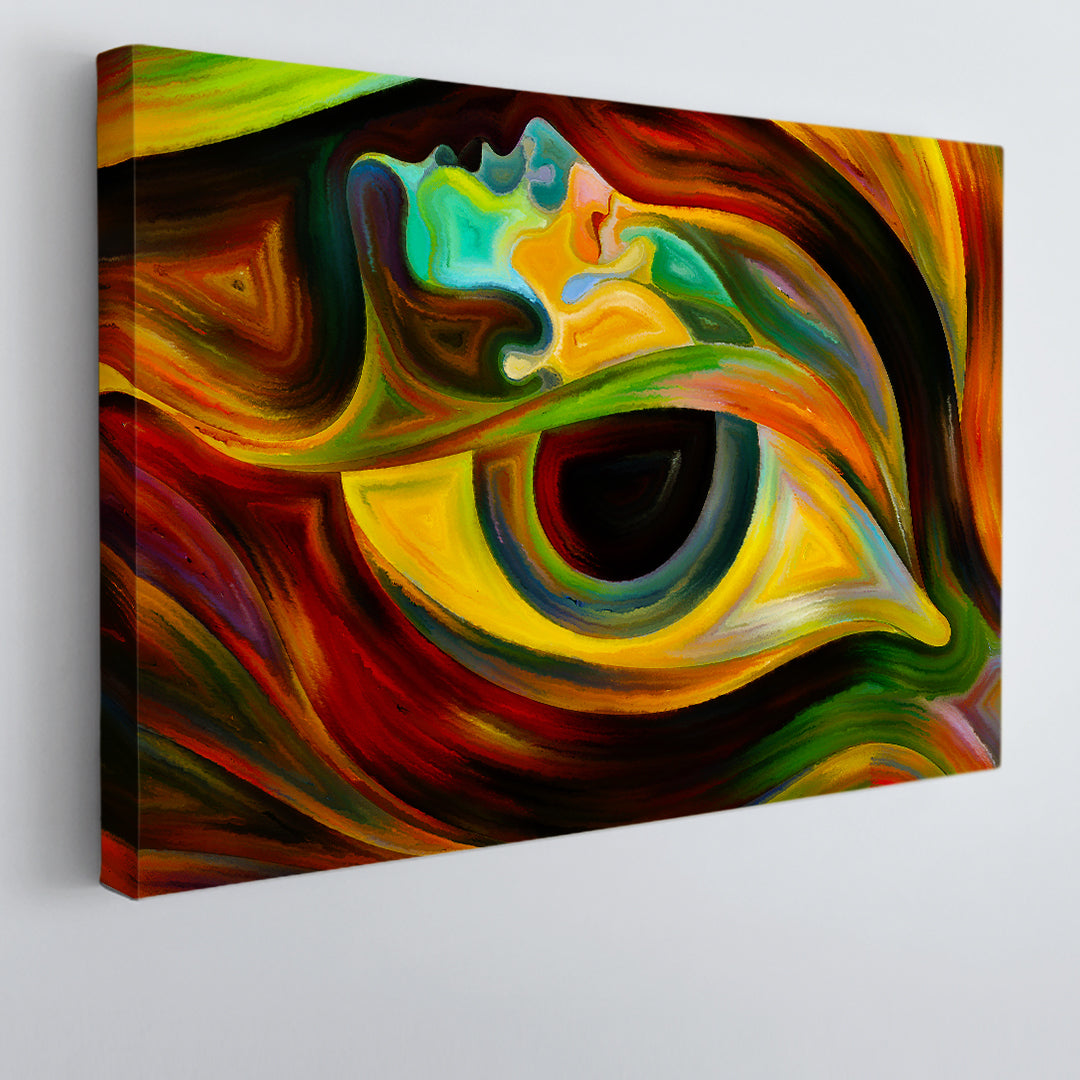 Abstract Colorful Human Face and Eye Consciousness Art Artesty 1 panel 24" x 16" 