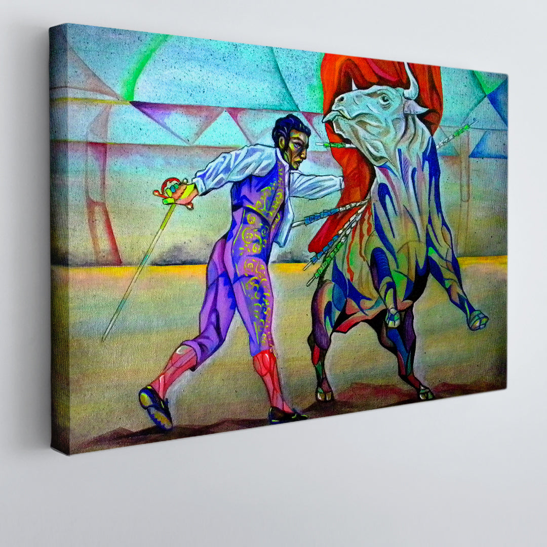 Bullfighter Fantasy Cubism Figure Bull Fine Art Artesty   