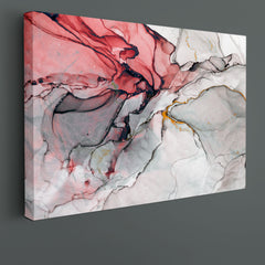 Luxury Translucent Pink Gray Green Ink Painting Fluid Art, Oriental Marbling Canvas Print Artesty   