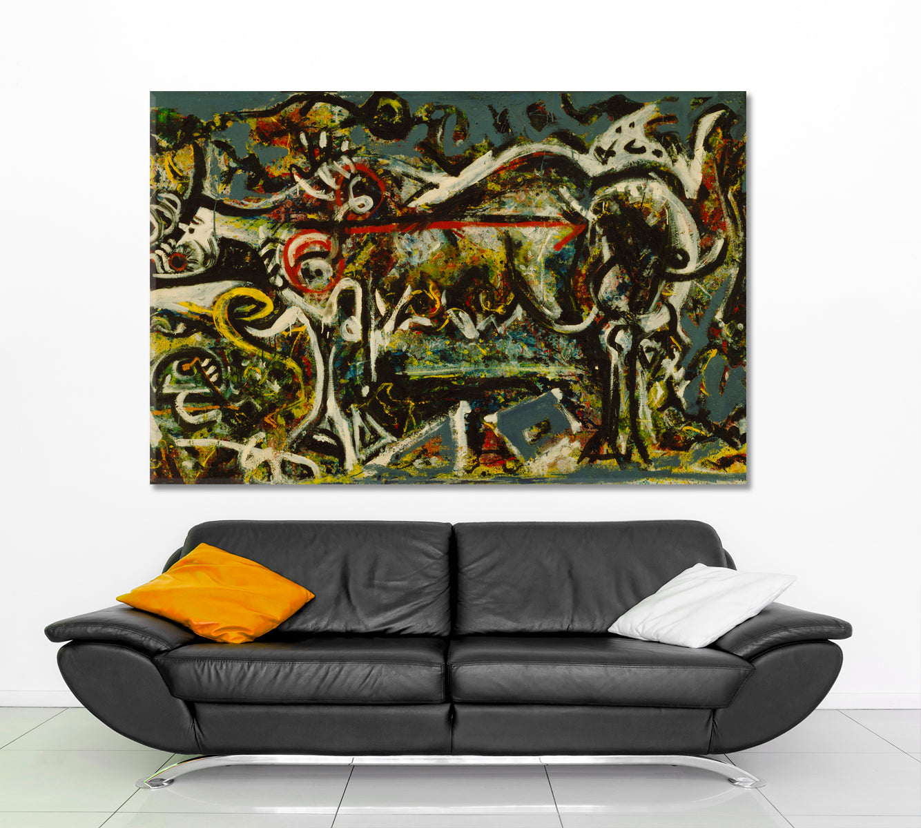 ABSTRACT WOLF Pollock Motives Fine Art Artesty 1 panel 24" x 16" 