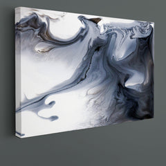 Abstract Gray Flow Clouds Painting Fluid Art, Oriental Marbling Canvas Print Artesty 1 panel 24" x 16" 