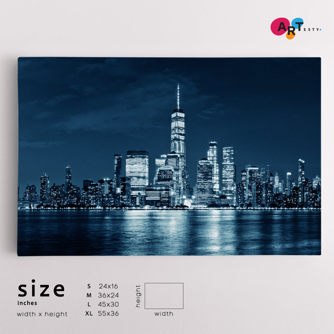 Skyline Modern City New York Dark Blue Artwork Cities Wall Art Artesty   