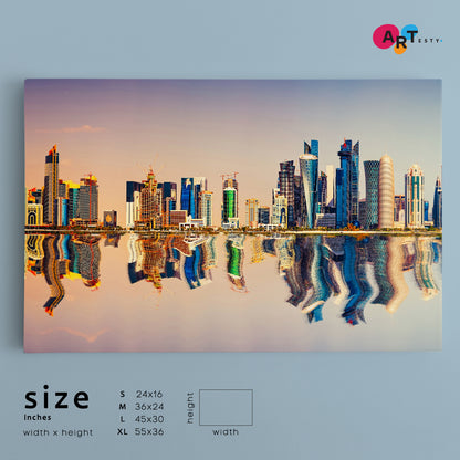 Qatar Doha City Skyline Panorama Modern Skyscrapers Cities Wall Art Artesty   