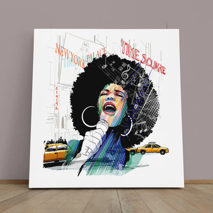 African American Jazz Singer New York Time Square People Portrait Wall Hangings Artesty 1 Panel 12"x12" 