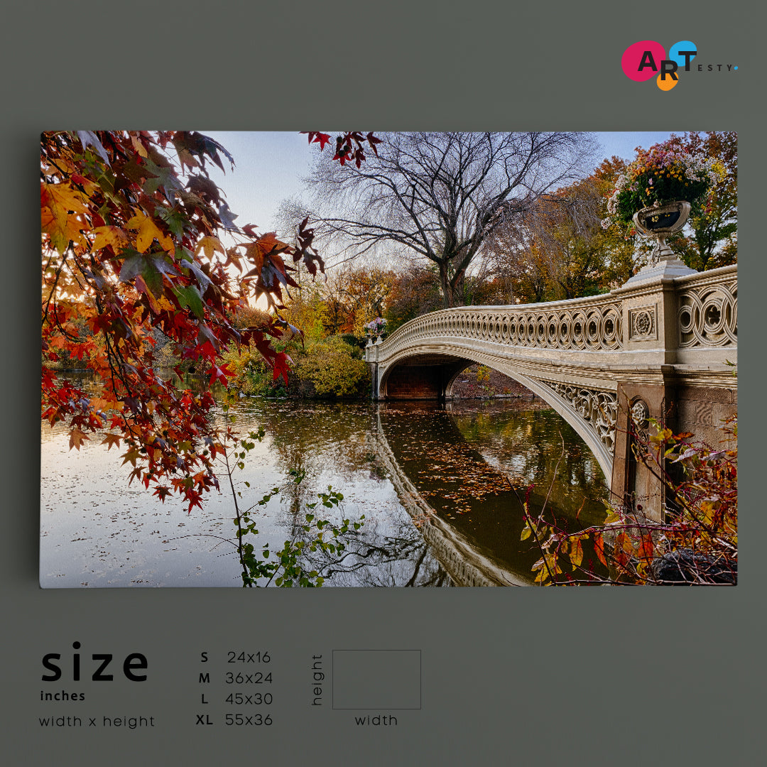 AUTUMN Bow Bridge Over Lake Central Park New York City Poster Cities Wall Art Artesty   