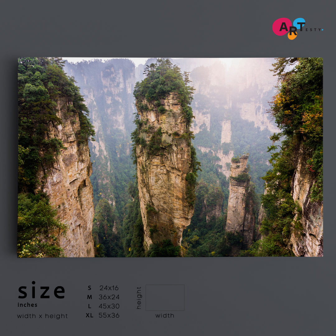 SHEER CLIFFS Mountains Zhangjiajie National Forest Park Nature Wall Canvas Print Artesty   