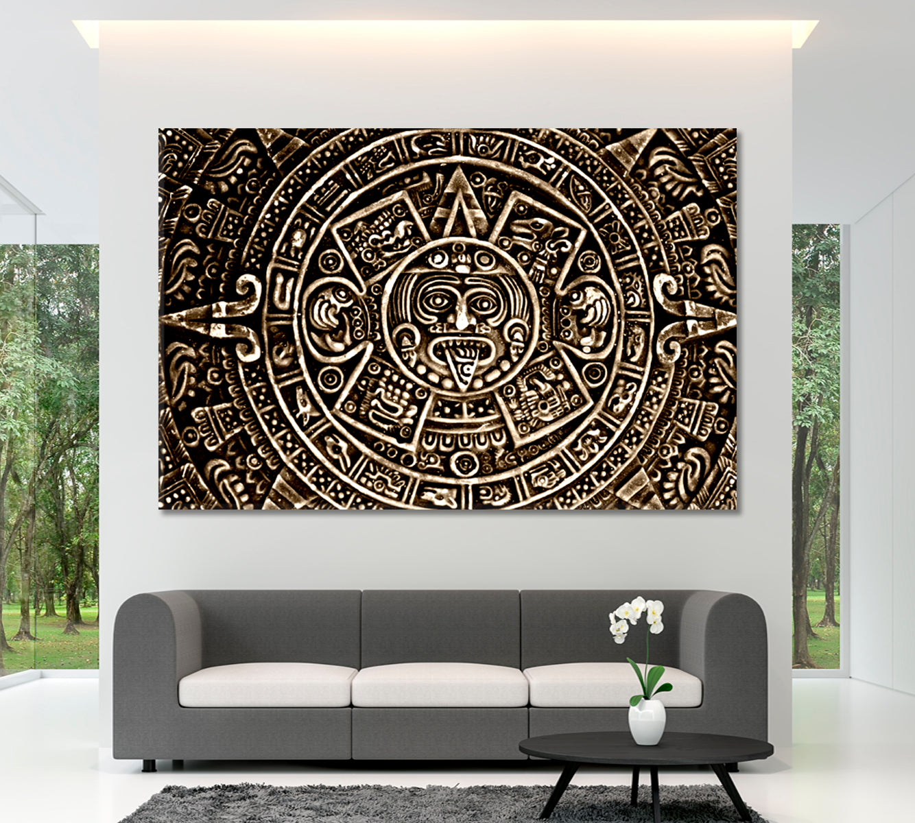 Ancient Mayan Calendar Sun Symbol Pagan Ornament Sunstone Vintage Affordable Canvas Print Artesty   