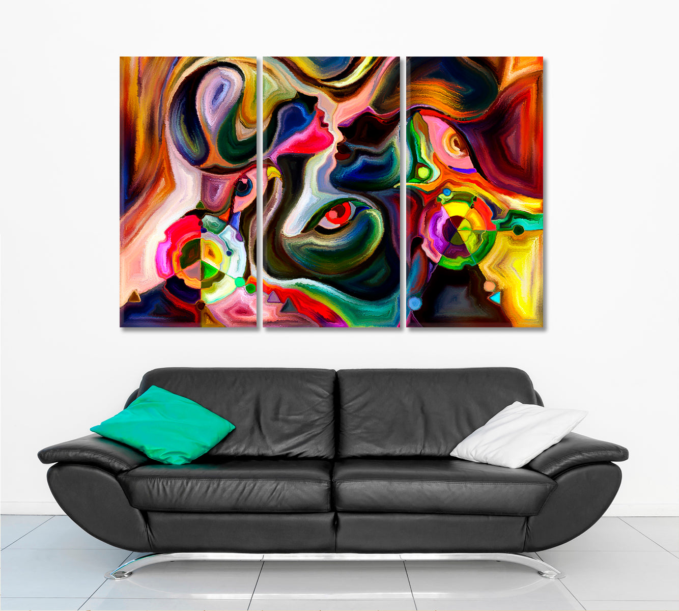 World Inside Of Colors And Shapes Contemporary Art Artesty 3 panels 36" x 24" 