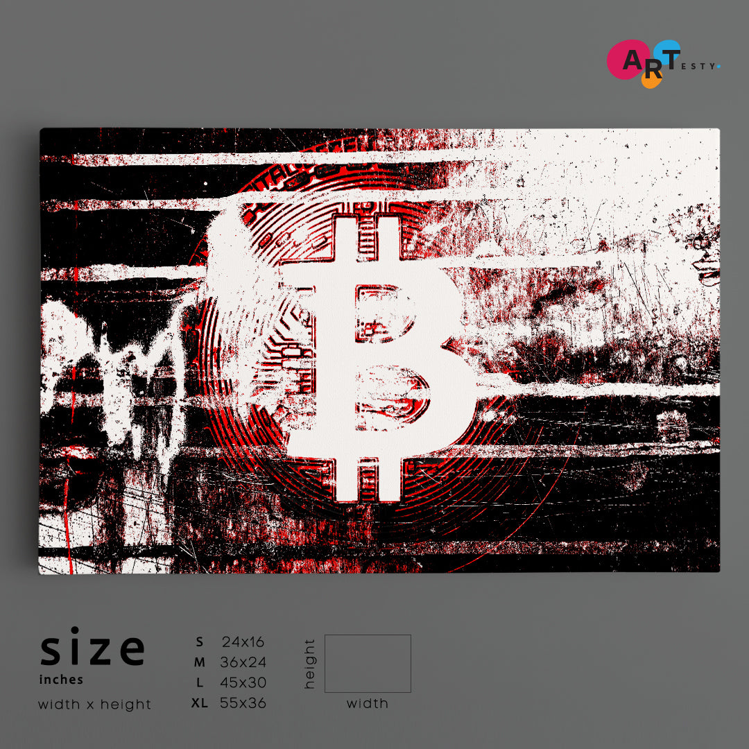 Bitcoin Cryptocurrency BTC Bit Coin Abstract Grunge Office Poster Business Concept Wall Art Artesty   