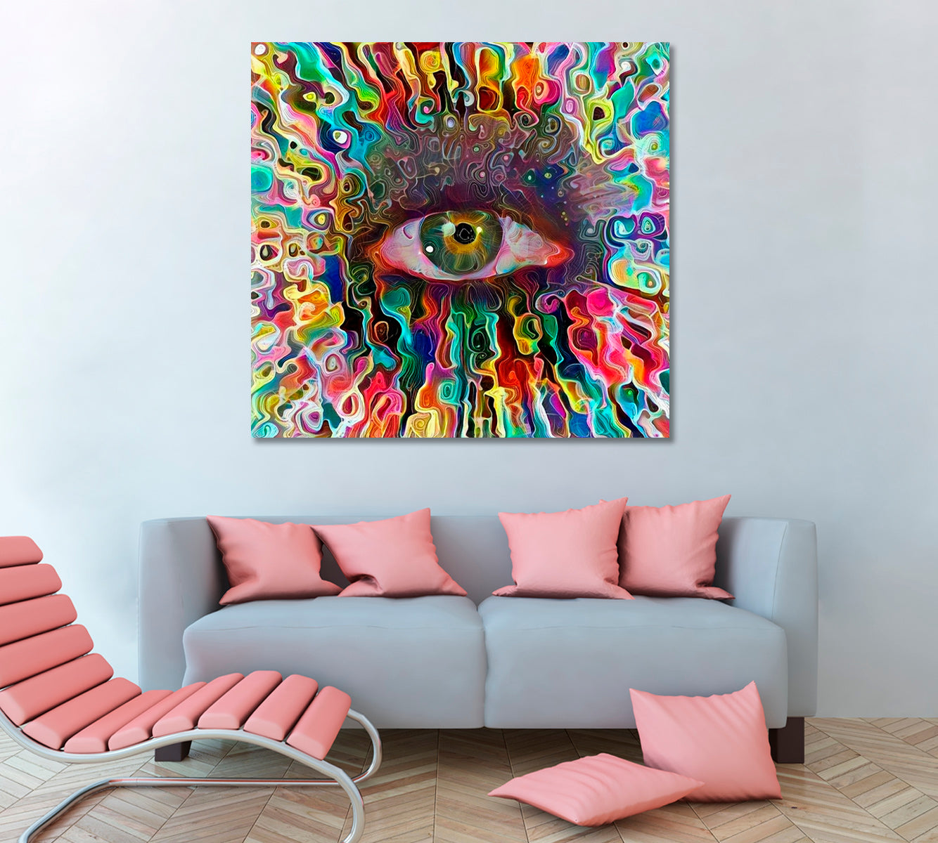 Colorful Eye Abstract Expressionism Canvas Print - Square Panel Contemporary Art Artesty   
