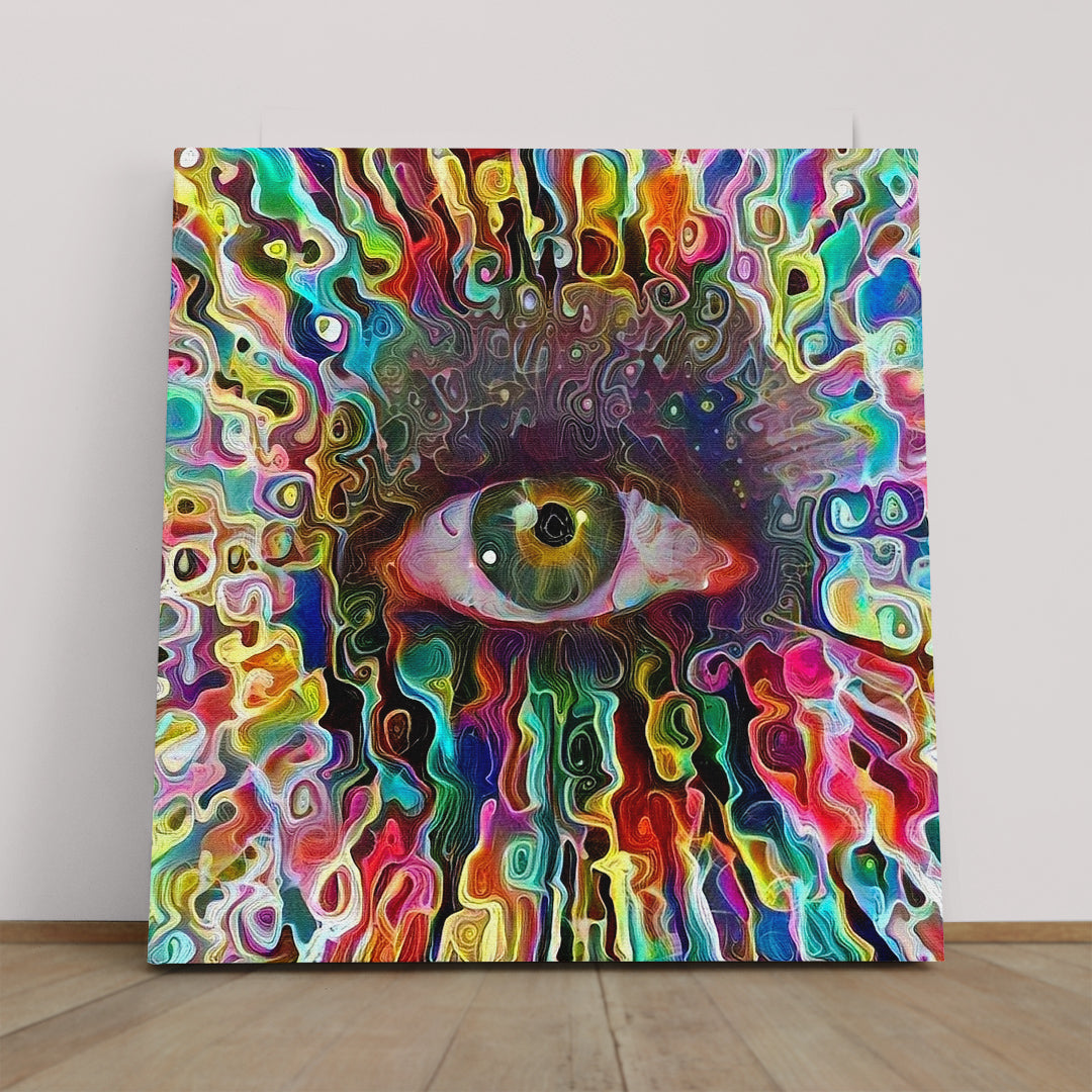 Colorful Eye Abstract Expressionism Canvas Print - Square Panel Contemporary Art Artesty   