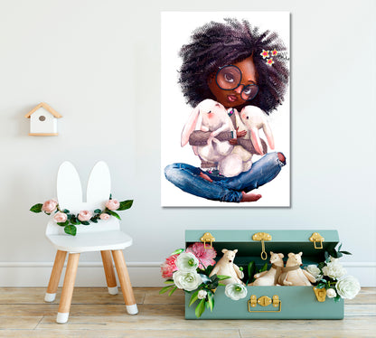 KIDS ART Cute Little Girls Sweet Kids Baby Nursery Home Room Decor Canvas Print | Vertical Kids Room Canvas Art Print Artesty   