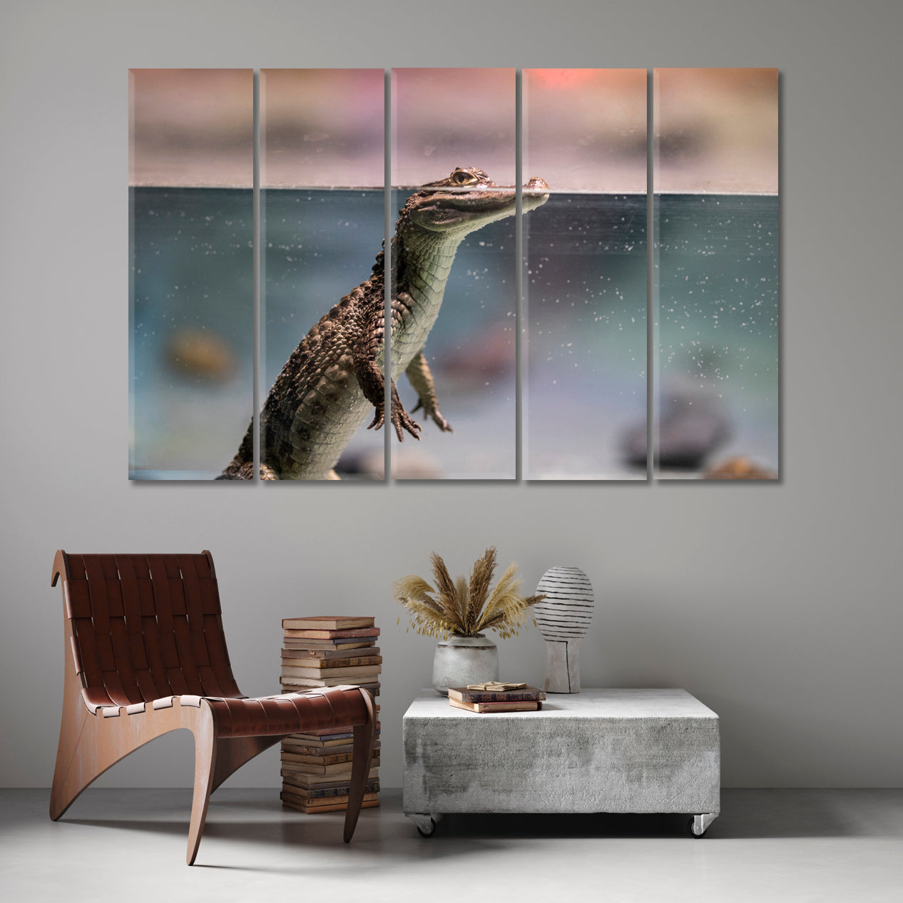 CROCODILE Animals World Animals Canvas Print Artesty 5 panels 36" x 24" 