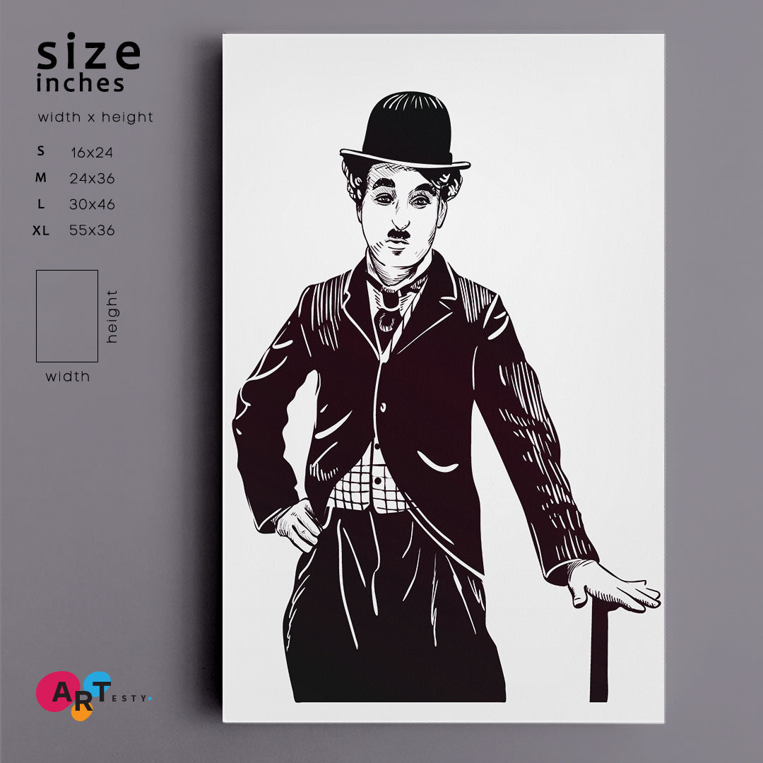 Charlie Chaplin Artwork Celebs Canvas Print Artesty   