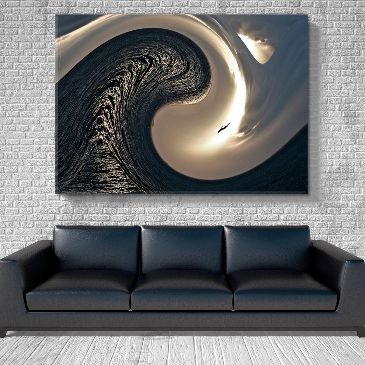 WAVE Abstract Yin Yang Symbol Abstract Art Print Artesty 1 panel 24" x 16" 