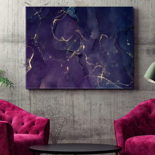 Purple Alcohol Ink Marble Fluid Art, Oriental Marbling Canvas Print Artesty   