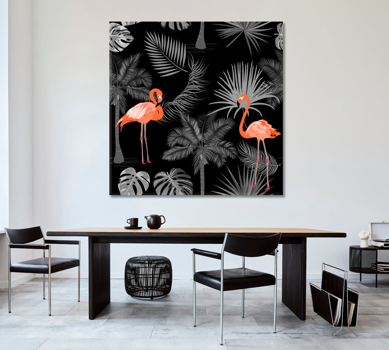 Abstract Tropical Jungle And Flamingo Poster Tropical, Exotic Art Print Artesty   