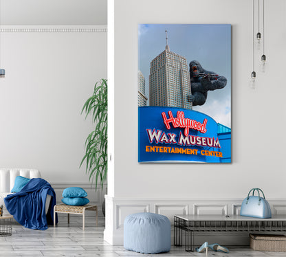 KING KONG Climbing Up Empire State Building Photo Canvas Print | Vertical Famous Landmarks Artwork Print Artesty   