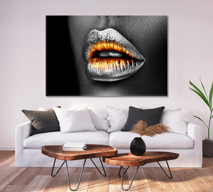 SILVER LIPS Poster Beauty Salon Artwork Prints Artesty 1 panel 24" x 16" 