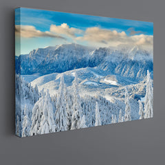 Mountain Winter Landscape Over The Ski Slope Panoramic View Poster Scenery Landscape Fine Art Print Artesty   